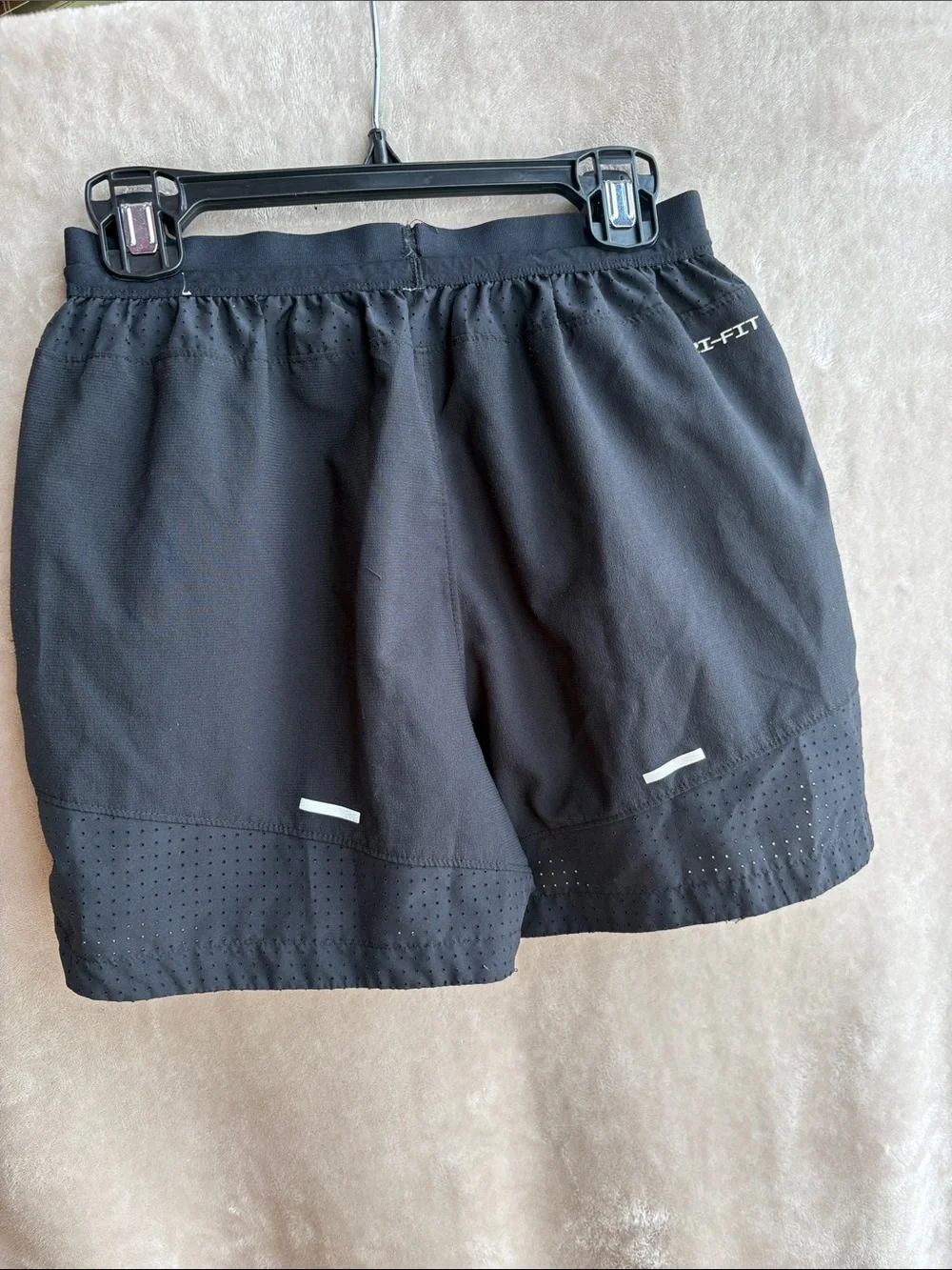 Nike Black Athletic Running Shorts with White Swoosh